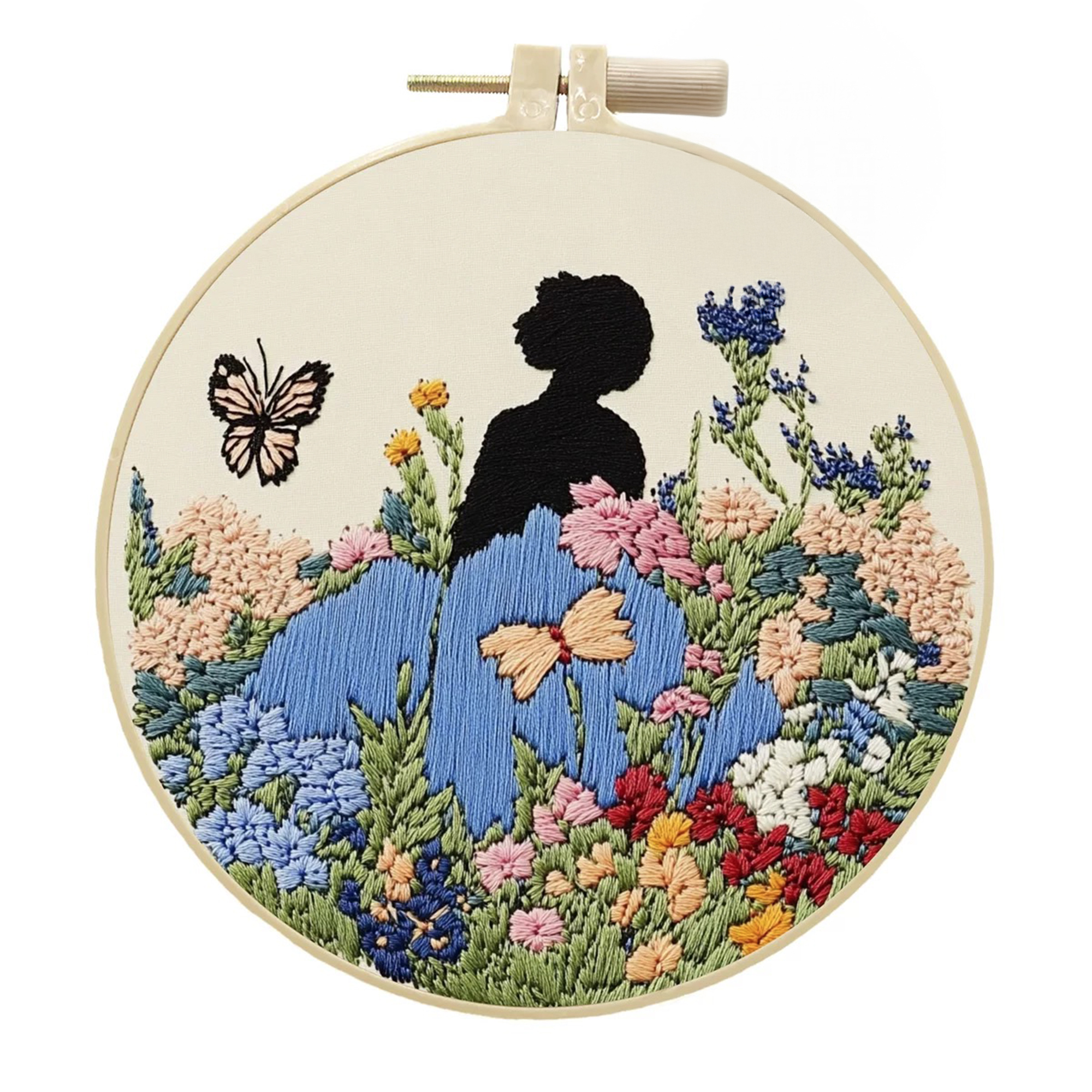 6‑Pack Flower Girl Embroidery Kits for Beginners DIY Floral Cross Stitch Set with Hoops and Threads Gift for Room Decor Tote or Apparel