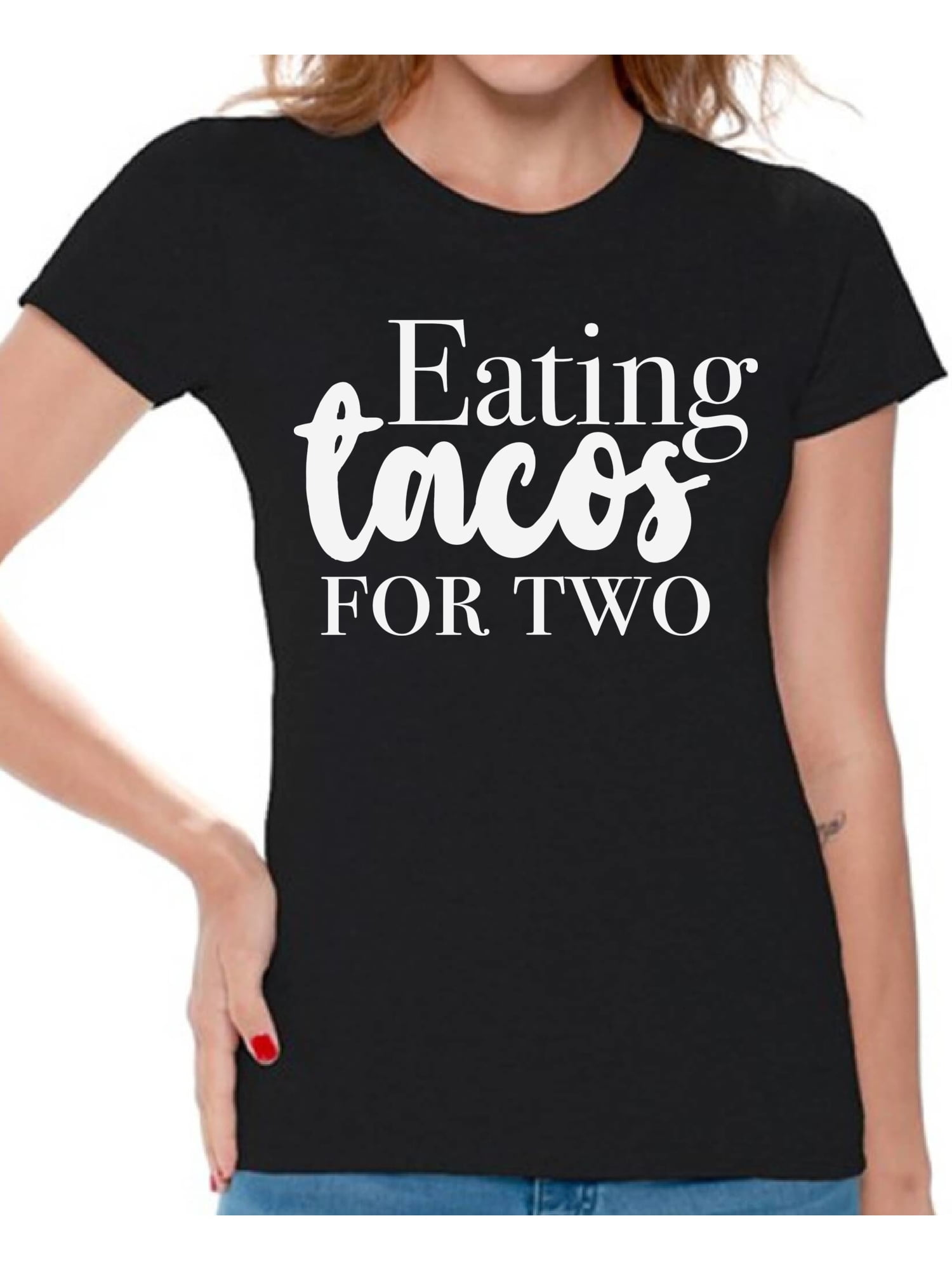 It's Your Day Clothing Eating Tacos for Three Women's Maternity Shirt Twins Pregnancy Announcement Tee 