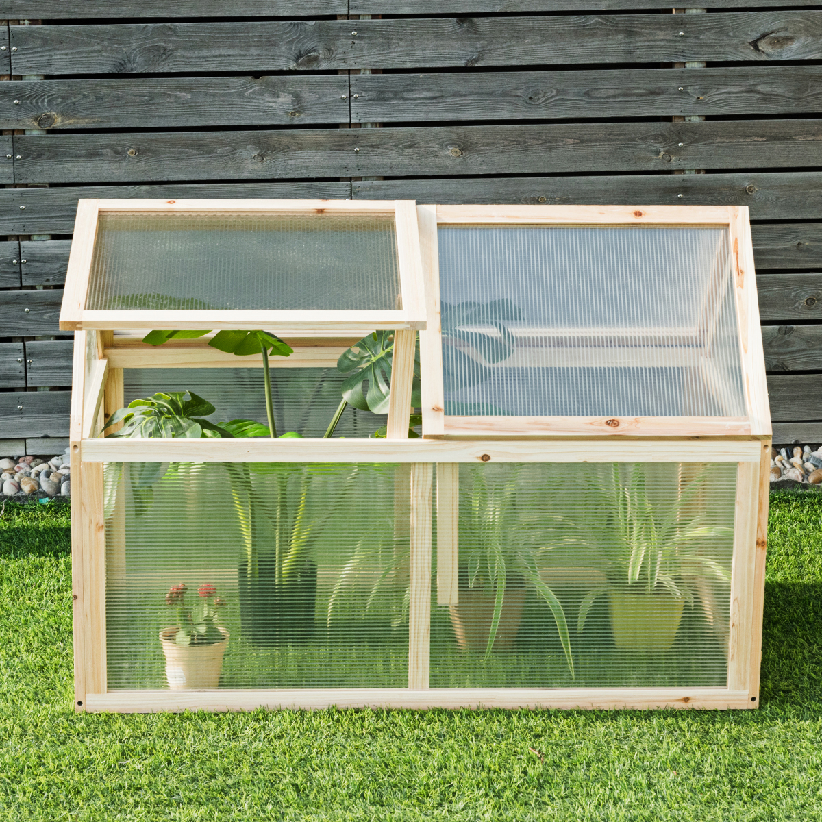 Mini Serre en bois avec Vitrages Transparents Amovible en