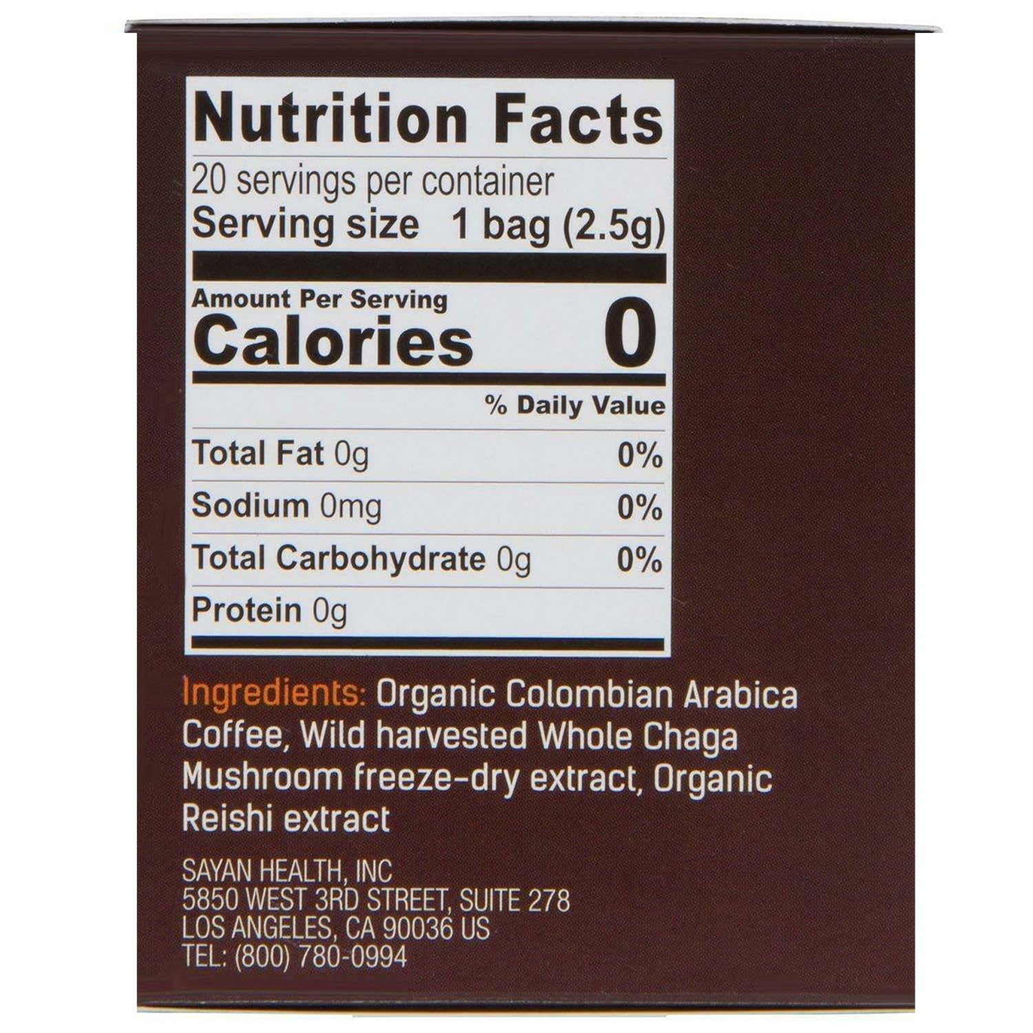 Sayan Mushroom Coffee Blend Medium Roast (20 Packets, 2.5g Each)