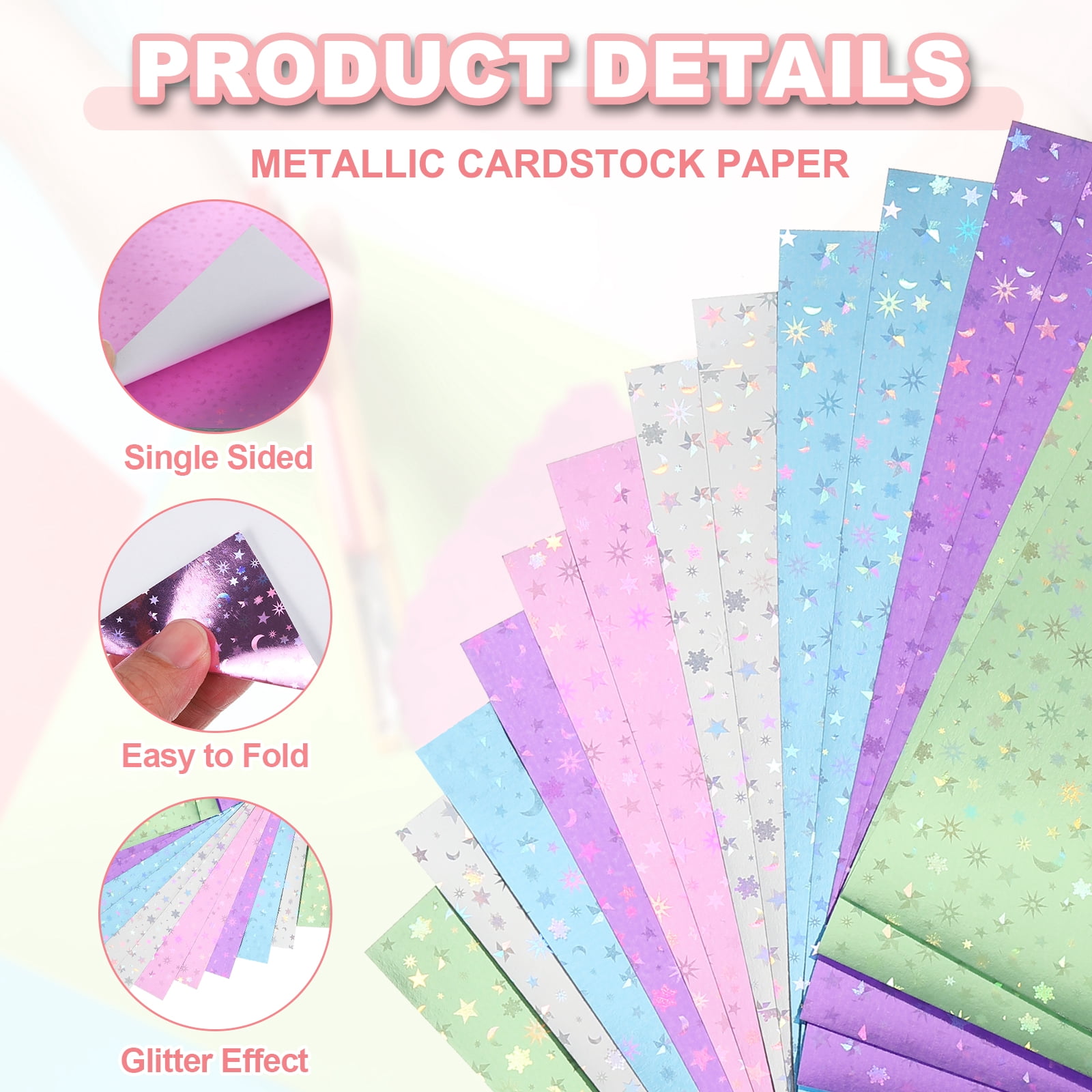 Uxcell Glitter Origami Paper120 Sheets, 6"x6" 70gsm Square Sheet Laser Colorful Easy Fold Paper for DIY Handmade Arts Craft Gift Crane Wedding Party Birthday Decoration