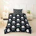 thumbnail image 2 of Homewish Cute Halloween Ghost Twin Duvet Cover,Ribbon Bowknot Pattern Twin Bedding,Black Light Blue,Halloween Reversible,2-Piece,1 Duvet Cover and 1 Pillowcase, 2 of 6
