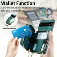 thumbnail image 6 of for Google Pixel 6 Pro Wallet Case, PU Leather Case with Back Card Holder Kickstand, Magnetic Button Flip Folio Shockproof Zipper Crossbody Strap Purse Phone Case for Google Pixel 6 Pro, Green, 6 of 10