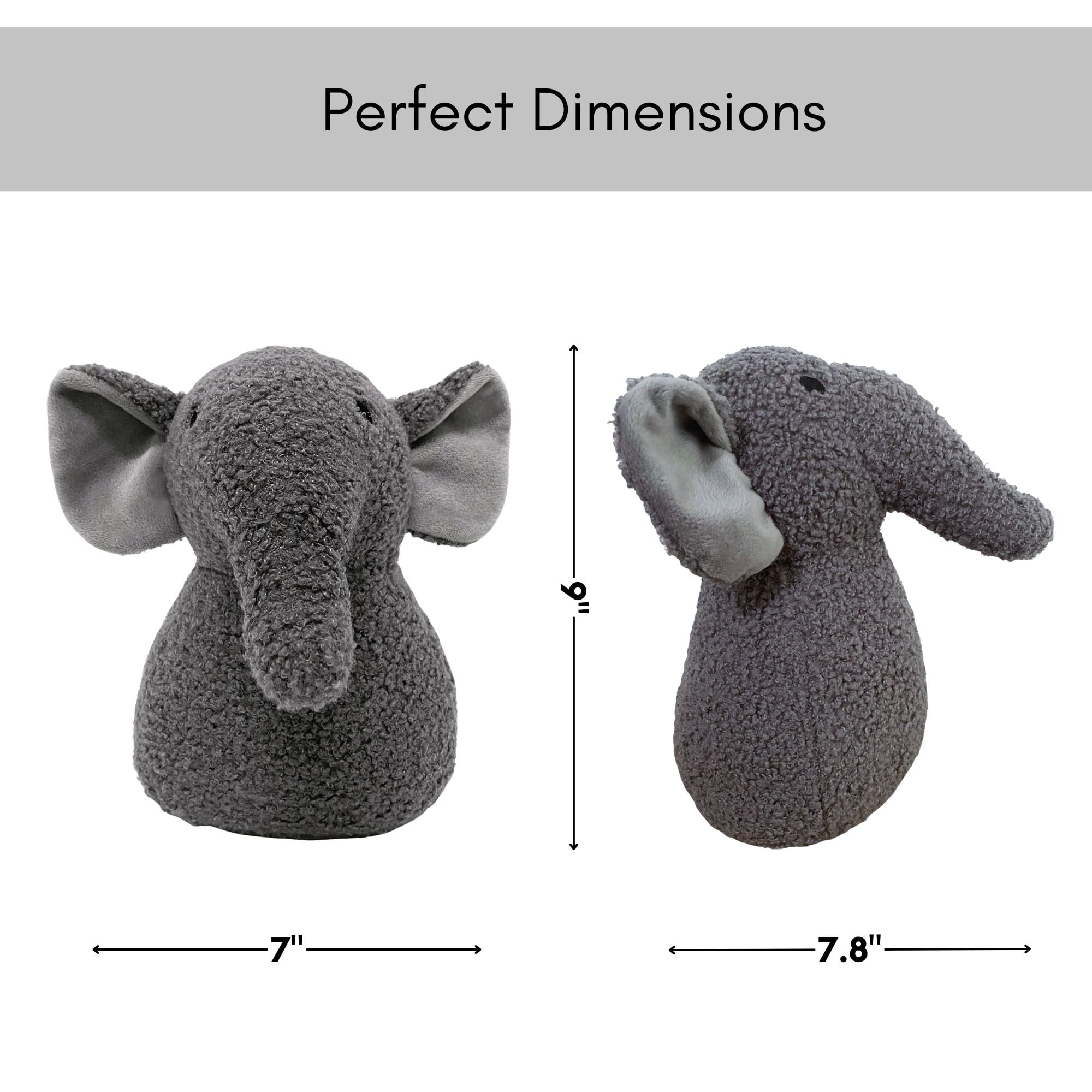 Decorative Elephant Door Stopper - Heavyweight 2.3 lb. Fabric Holder for Home and Office - Cute Animal Design to Keep Interior Doors Open, Prevent Damage, Protect Children & Pets - Gray