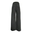 thumbnail image 2 of Gibobby Pantalones deportivos mujer Pantalones de pierna recta con flecos y dobladillo negro de mezclilla para mujer(Negro,X-CH), 2 of 5