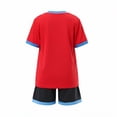 thumbnail image 3 of SGFCWSX Boys 2 Piece Soccer Uniform Set Summer Color Block Short Sleeve T Shirts Elastic Waist Shorts Sports Outfits for Kids Red Size 3T, 3 of 8