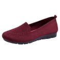 thumbnail image 5 of Loafers for Women Knitted Mesh Moccasins Flat Shoes Comfortable Slip on Casual Breathable Walking Shoes Red Size 7.5, 5 of 5