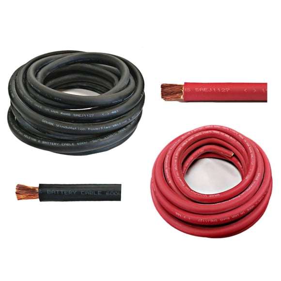 Cable WindyNation WNI 4/0 AWG ultraflexible de 1,5 m, color negro y rojo