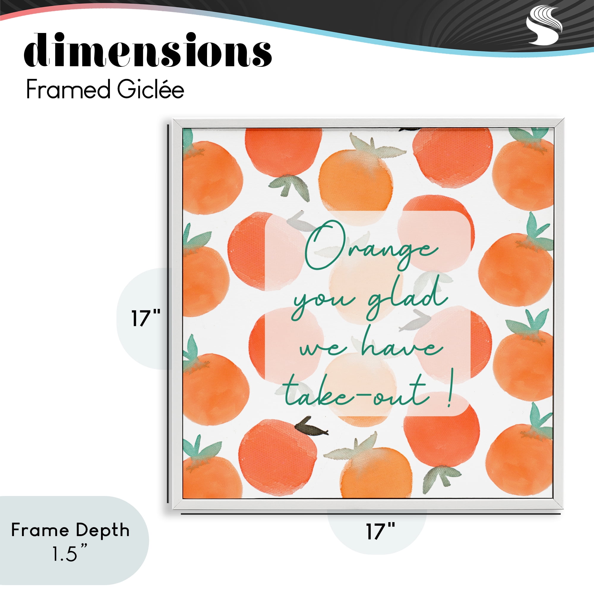 Stupell Industries Orange You Glad White Framed Giclee Art, design by Emily Navas