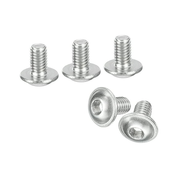 Uxcell Flanged Button Head Socket Cap Screws,50 Pcs M3x5mm - 304 Stainless Steel Socket Drive Fasteners Bolts, Fully Thread Machine Screws (Silver)