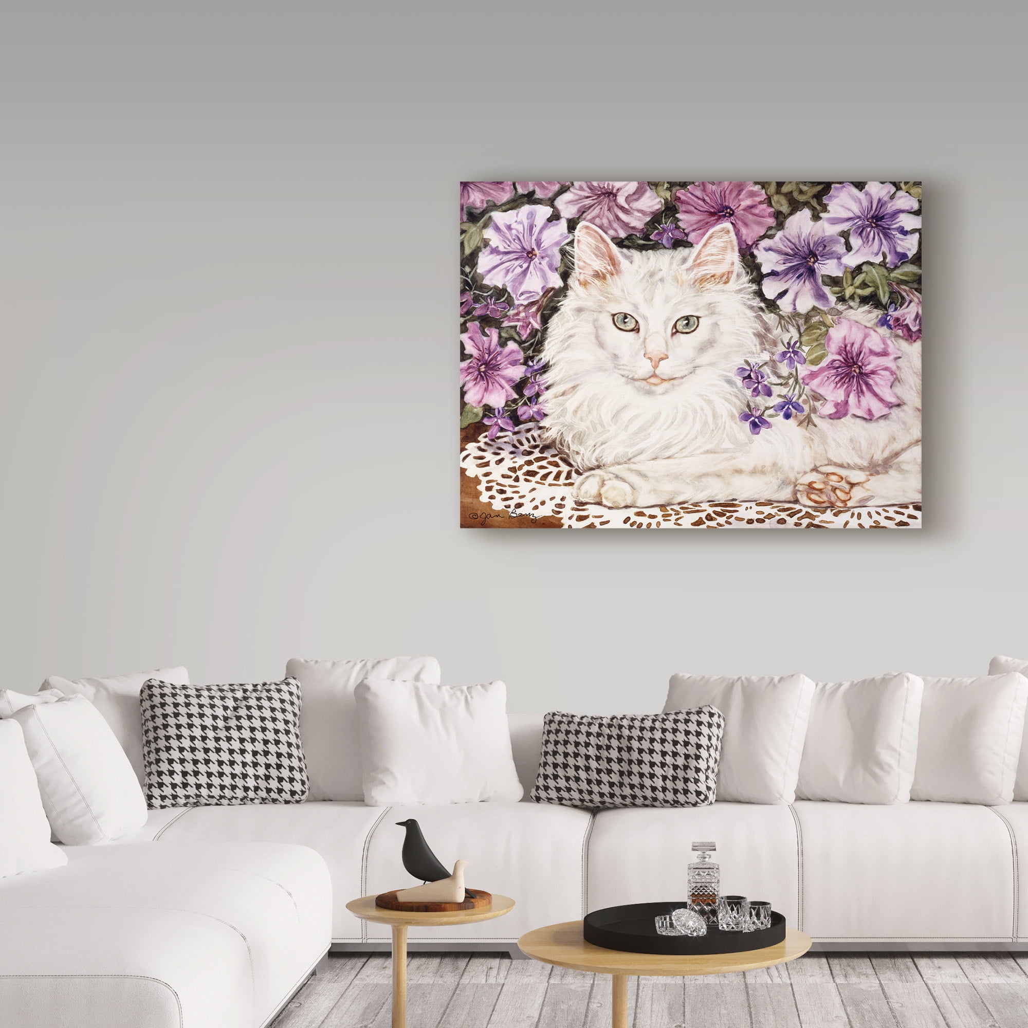 Trademark Fine Art 'Lilly White Cat' Canvas Art by Jan Benz