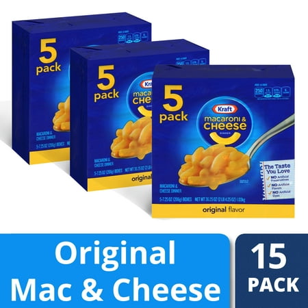 (3 Pack) Kraft Original Flavor Macaroni & Cheese Dinner, 5 x 7.25 oz (Best Cheese Combo For Mac And Cheese)