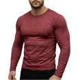 thumbnail image 2 of Domuza Mens Long Sleeve Crew Neck Tee Shirts Casual Cotton T-Shirts Tops Plain Tshirts for Men Trendy Work Shirt Top Deep Red XL, 2 of 7