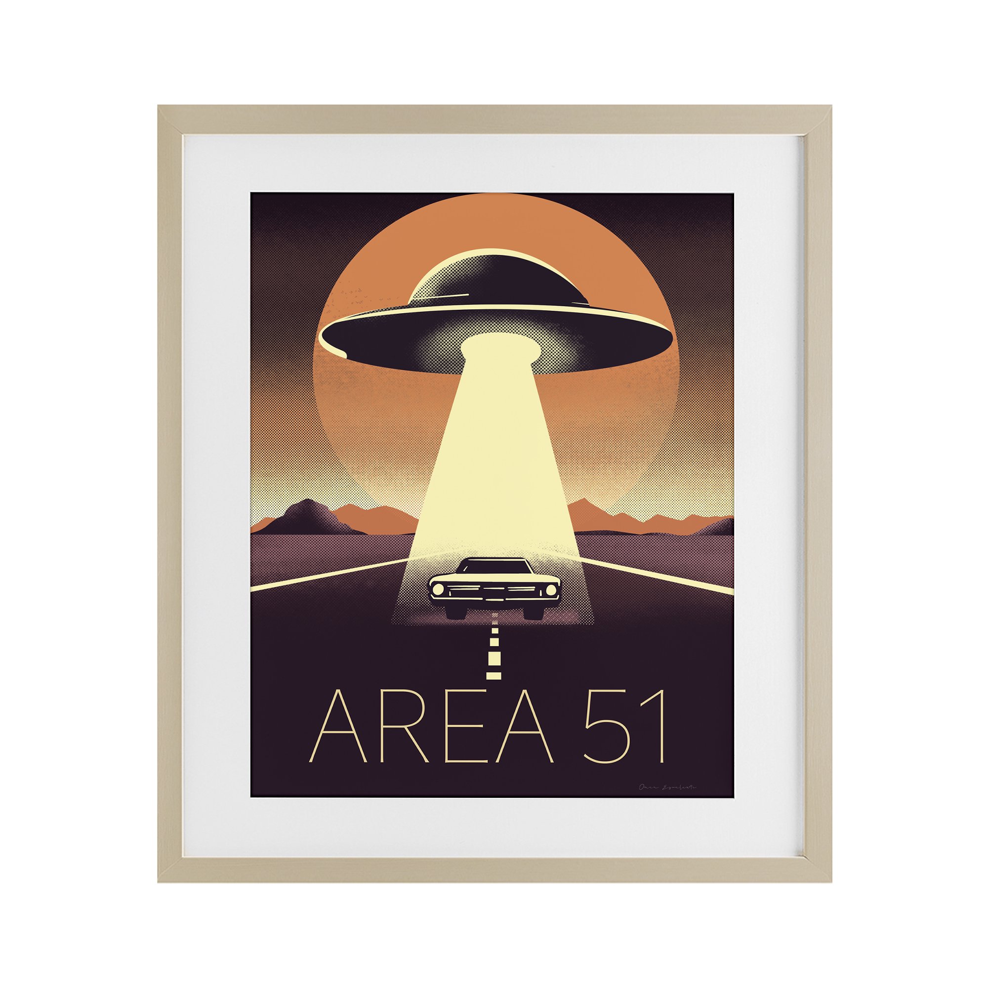 Stupell Industries Abduction On The Road Birch Framed Print Under Glass, design by Omar Escalante