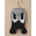 thumbnail image 2 of 1pc Black And White Striped Pet Overalls Jumpsuit With Cap, Suitable For Small Dog And Cat, 2 of 5