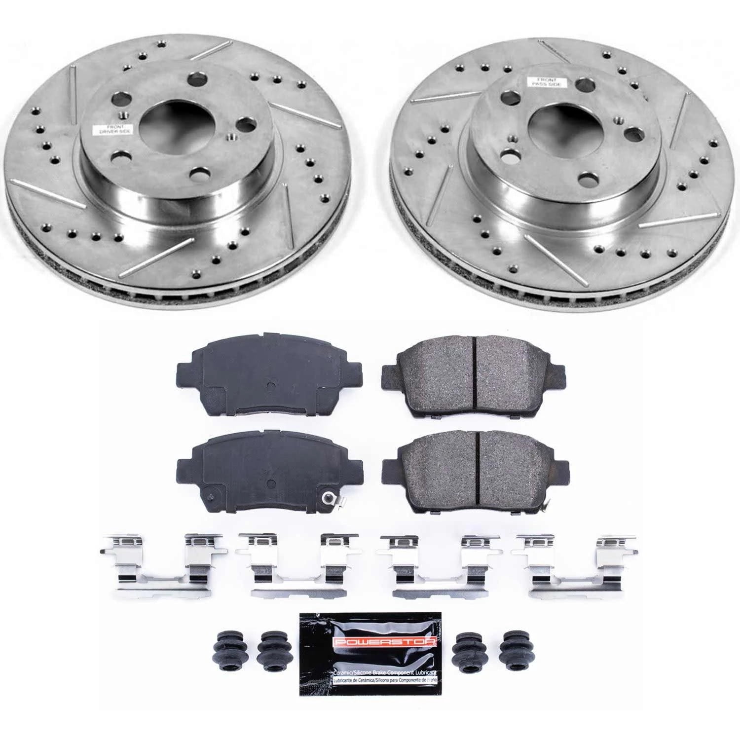 PowerStop Front Z23 Evolution Sport Carbon-Fiber Ceramic Brake Pad and Drilled & Slotted Rotor Kit Fits: TOYOTA Select Models K5219