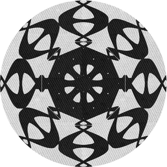 Ahgly Company Indoor Round Patterned Platinum Gray Novelty Area Rugs, 7' Round