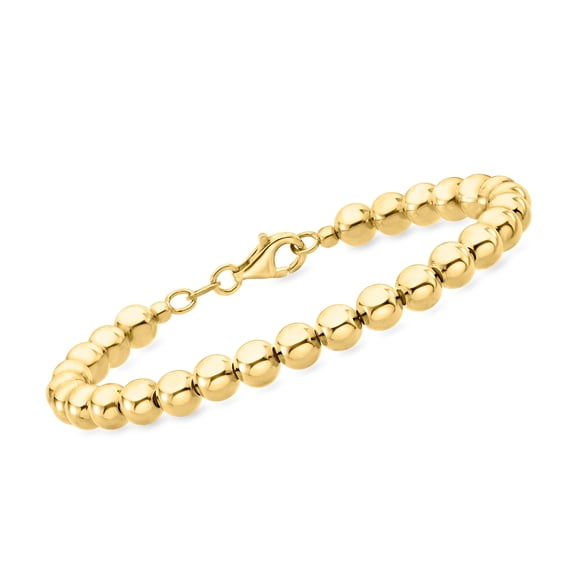 Ross-Simons Italian 6mm 18kt Gold Over Sterling Bead Bracelet, Women's, Adult