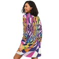 thumbnail image 2 of FORMRS Womens Long Sleeve Nightgowns Crew Neck Sleep Shirt Soft Pajamas Sizes S-3XL, Purple Wavy Plaid, 2 of 8