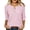 Pink, variant on Purcolt 3/4 Length Sleeve Shirts for Women Dressy Casual Stripes Button V Neck Blouses Comfort Loose Fit Layered Tunic Tops Loungewear with Pockets