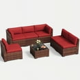 thumbnail image 6 of MRUAKA 7 Pieces Patio Furniture Set, Outdoor Furniture Sectional Rattan Sofa with Slanted Back, Patio Couch with Glass Coffee Table for MRUAKA Backyard Garden Wine, 6 of 7