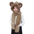 thumbnail image 1 of Juego 3 en 1 de bufanda cálida con capucha para niños, guantes de felpa, manoplas, gorro de invierno para niña y niño, lindo patrón 3D para disfraces, fiestas, cumpleaños, regalo de Navidad, 1 of 5