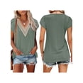 thumbnail image 4 of Verano de las mujeres con cuello en V Camiseta de manga corta de encaje Moda Beach Tops Streetwear, 4 of 5