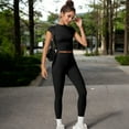 thumbnail image 6 of High-Waisted Compression Leggings with Crossover Waistband - Small, Black, 6 of 6