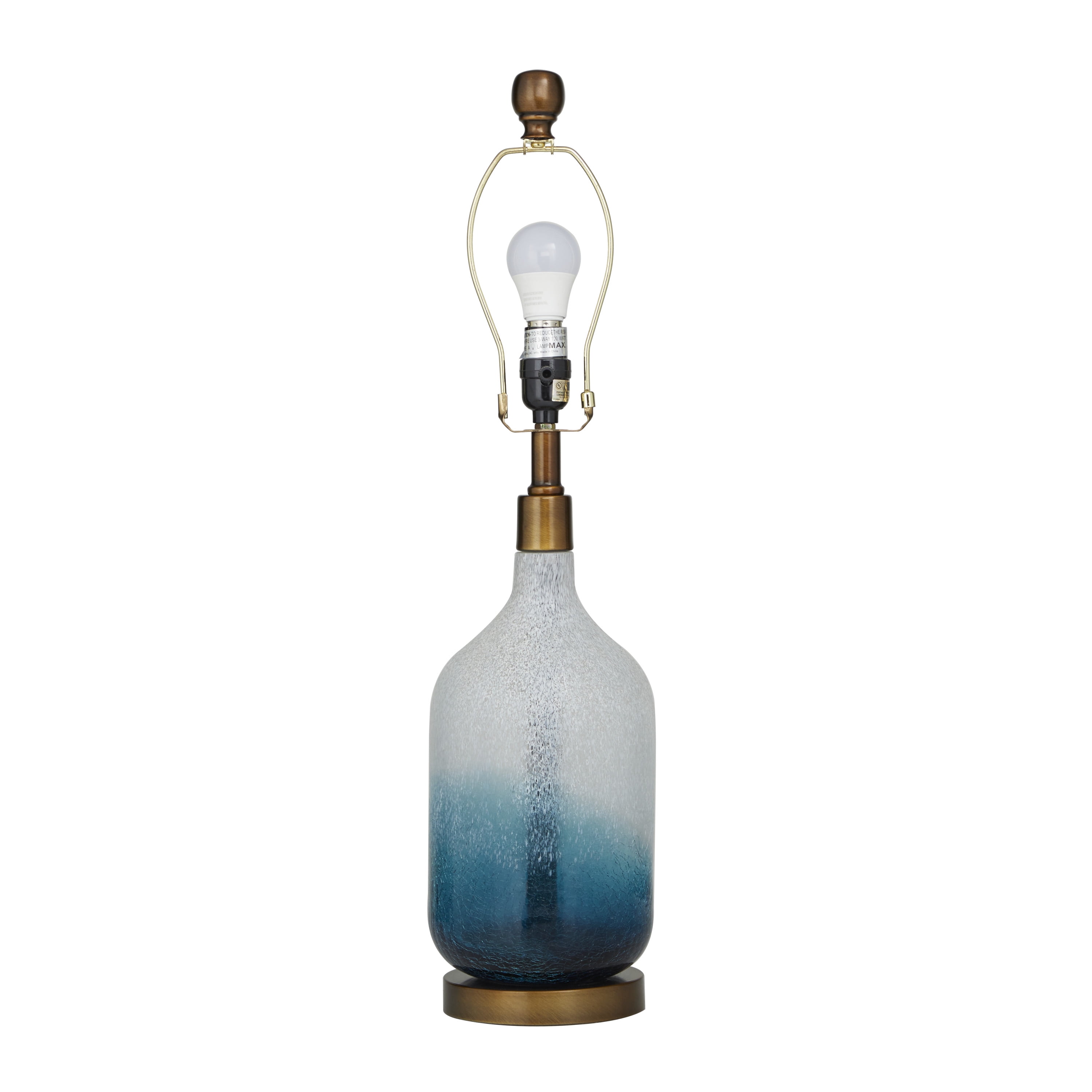 DecMode 28" Ombre Blue Table Lamp with Cream Linen Shade (2 Count)