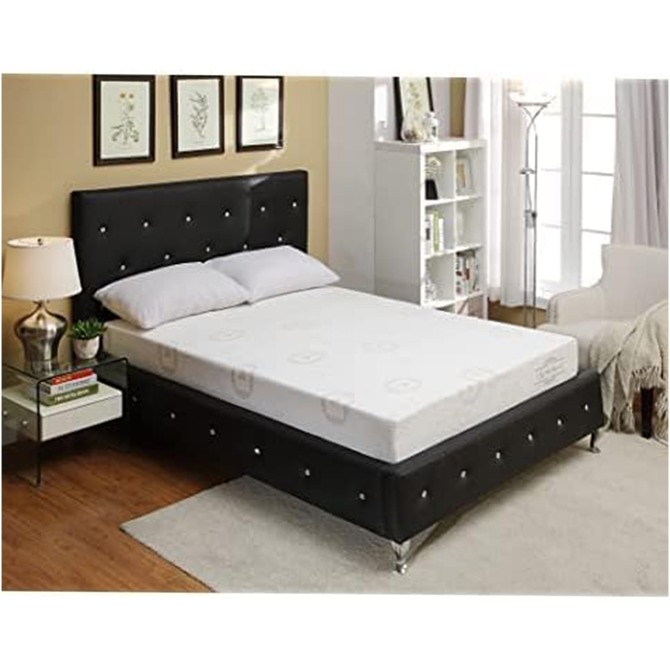 JERFIT California King Mattress, Green Tea Memory Foam Bed Mattress, 10 Inch Cooling Gel Mattress in a Box, Medium Firm Support, CertiPUR-US Certified, Pressure Relief, White