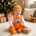 thumbnail image 5 of 3-6 Months Newborn Infant Baby Boy Halloween Outfit Pumpkin Long Sleeve Romper Overalls Suspender Pants And Hat Boys And Girls Baby Romper Pajamas Crawling Clothes, 5 of 9