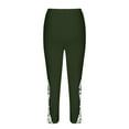 thumbnail image 4 of Womens Capris Leggings Floral Lace High Waist Running Legging Workout Yoga Capri Pants Travel Clothes Dark Green, L, 4 of 6