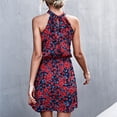 thumbnail image 4 of Vestido corto con cuello Halter y lazo en la espalda, vestido elegante de verano con estampado Floral y cintura elástica para citas, 4 of 6