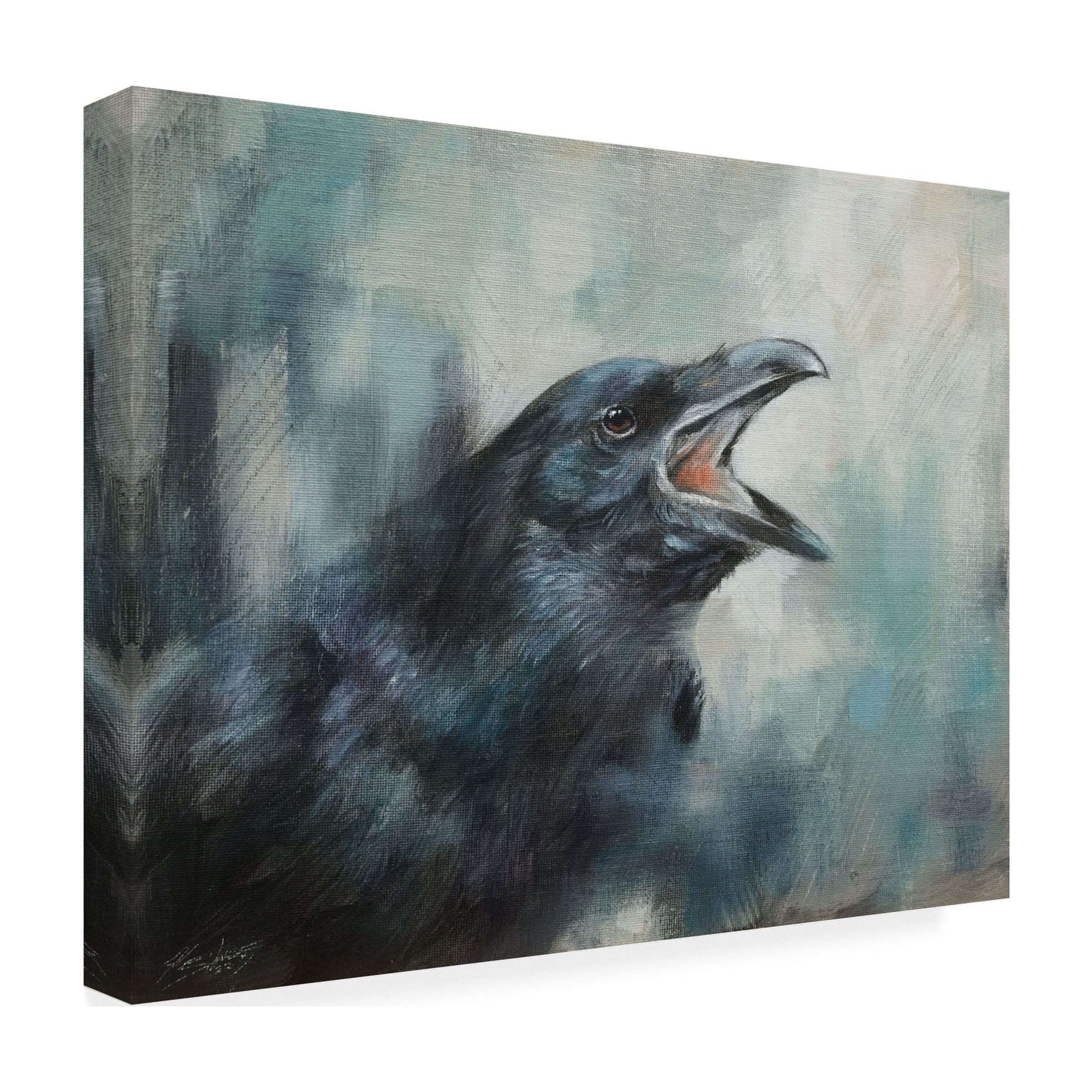 Canvas Wall Art - John Silver 'Raven 2' Wall Art for Living Room, Bedroom, or Office DÃ©cor by Trademark Fine Art - 47 x 35 Inches