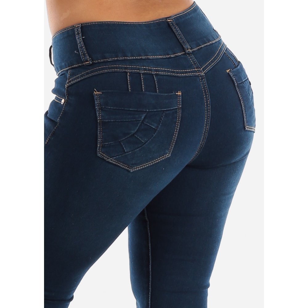 Moda Xpress Women's PushUp Dark Blue Wash Butt Lifting Denim Skinny