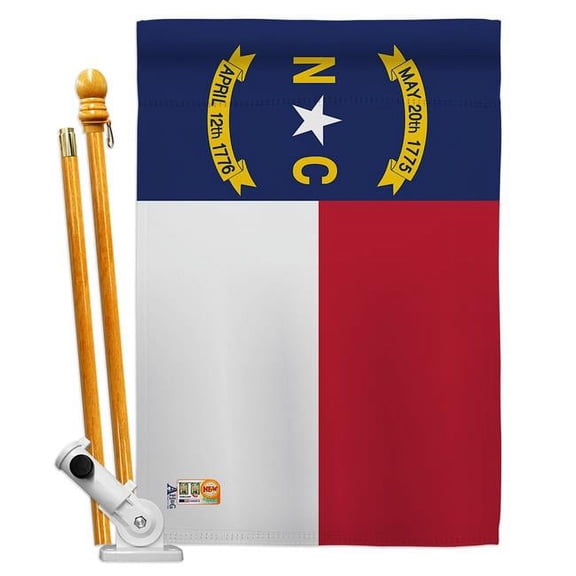 Americana Home & Garden AA-SS-HS-140534-IP-BO-D-US18-AG 28 x 40 in. North Carolina States Impressions Decorative Vertical Double Sided House Flag Set & Pole Bracket Hardware Flag Set