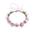 thumbnail image 2 of Bloomy Rose Flower Crown Headband, Bridal Halo Headband with Adjustable Ribbon Floral Crown Wreath Girls BOHO Garland Halo(Pink), 2 of 6