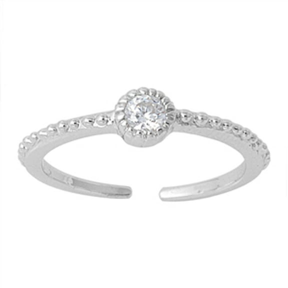 Sterling Silver Clear Cubic Zirconia Toe Ring Adjustable Midi Band .925 New Jewelry Female Unisex