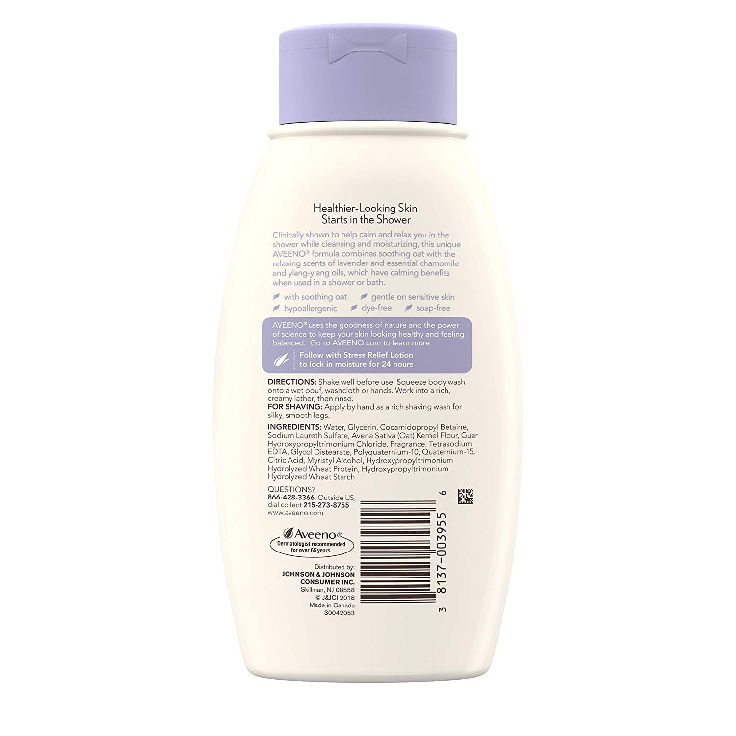 AVEENO Active Naturals Body Wash, Stress Relief 12 oz (Pack of 4)