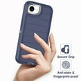 thumbnail image 5 of I-HONVA for iPhone 16e Case,[With 2 Pack Screen Protector] Stripe Shockproof 3-Layer Full Body Protection Rugged Heavy Duty High Impact Hard Cover Case for iPhone 16e 6.1-inch 2025,Navy/Gray, 5 of 7