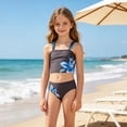 thumbnail image 2 of Shadoumai Girls Swimsuit Size 8 Rash Guard Bikini Set Spaghetti Strap Tankini for Girls 2-Piece Bathing Suit Cute Pattern Print Beach Swimwear, 2 of 8