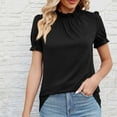 thumbnail image 2 of Giftesty Womens T-Shirts Clearance Fashionable Round Neck Lace Short Sleeved Blouse Women's Casual Solid Color T-Shirt Top, 2 of 4