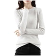 thumbnail image 2 of DIOAZUD Womens Slim Fit Sweater Ribbed Knit Pullover Tops Crew Neck Long Sleeve Lightweight Fitted Sweaters Basic Layer Fall Winter White S-XXL, 2 of 5