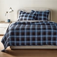 thumbnail image 1 of Mainstays Ensemble courtepointe et drap-housse légers tout-en-un - 7pièces, Grand Lit, Plaid Bleu, 1 of 13