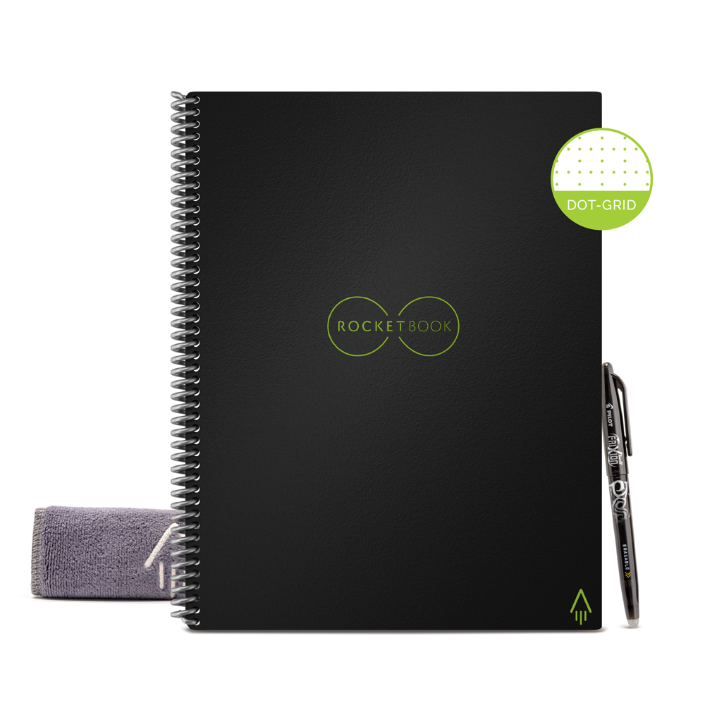 Rocketbook Core Smart Notebook, DotGrid, 32 Pages, 8.5"x11",Black