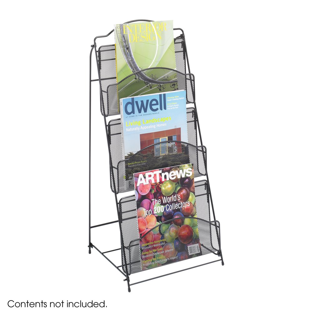 Safco 6460BL Steel Magazine Racks Onyx Floor Rack 3 Pocket Walmart