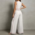 thumbnail image 7 of Womens 2 Piece Color Blocked Suits Sleeveless Crew Neck Tops Wide Leg High Waist Trousers Summer Comfy Fashion Set White XXL, 7 of 7