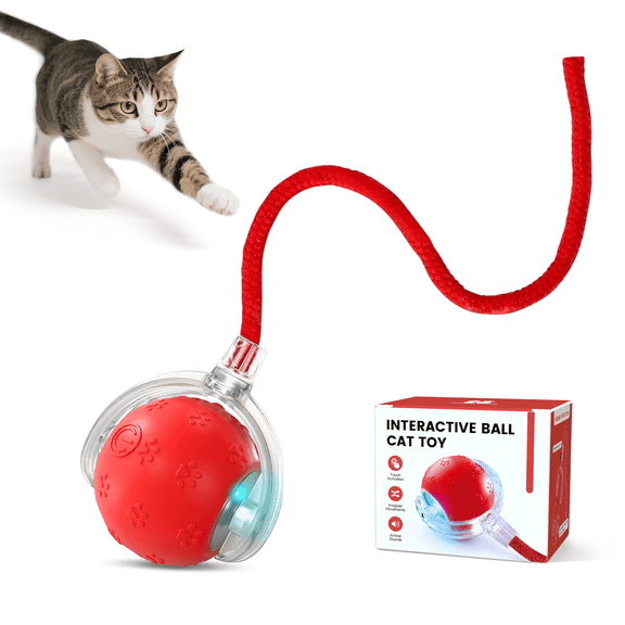 Potaroma 2026 Agile Moving Cat Ball, Interactive Motion-Activated Toy with Rope Tail for Indoor Kittens and Adult Cats