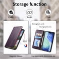 thumbnail image 3 of Wallet Case for iPhone Air, PU Leather Flip Cover with Elastic Wristband, Kickstand Shockproof Card & Cash Slots, Magnetic Closure Drop Protective Rugged Phone Cover, Purple, 3 of 15