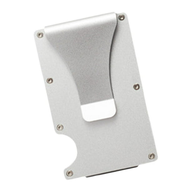 Tarjetero para hombre, para hombre, aleación de aluminio, compacto, portátil, con bloqueo de Clip para dinero, para viajes al aire libre, Plata